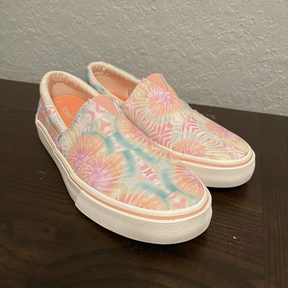 New TOMS Womans Sz 9 Alpargata Fenix Slip On Candy Pink Tie Dye Canvas NIB - Picture 2 of 9